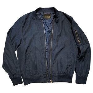 Men’s Navy Bomber Jacket Military Aviation Style Casual Size Small